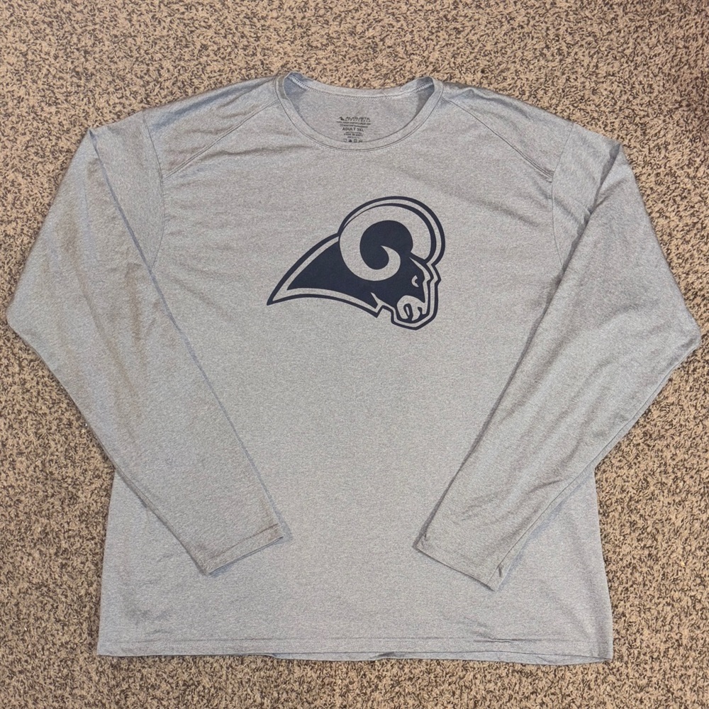 LA Rams Augusta Sportswear Light Gray Long Sleeve Tee Size 3X